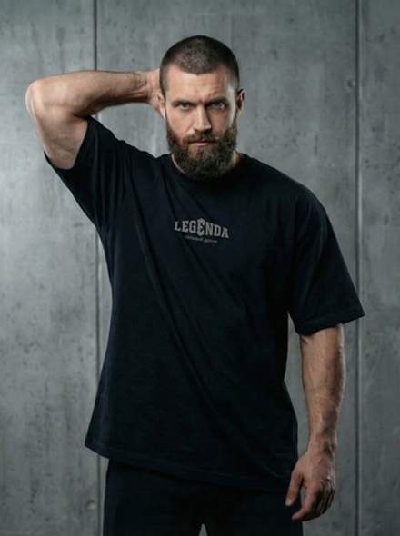 Футболка оверсайз хлопковая черная Legenda Величайший Геркулес