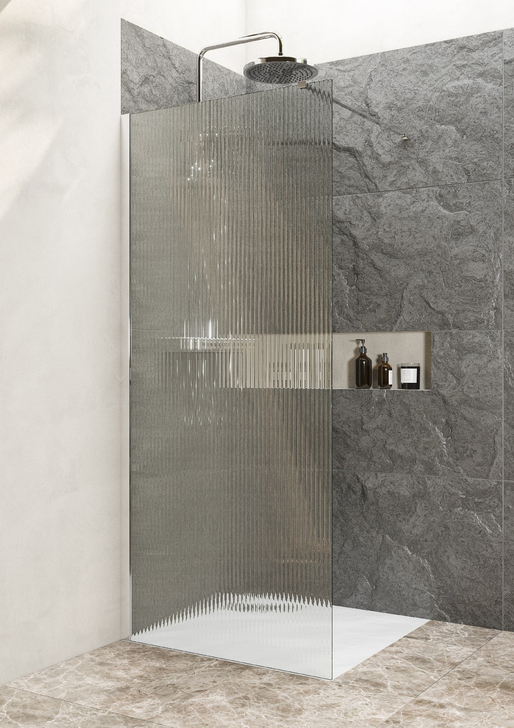 Перегородка Roca Metropolis Walk-In 900x2000 мм, профиль хром, стекло рифленое ZRU9307680