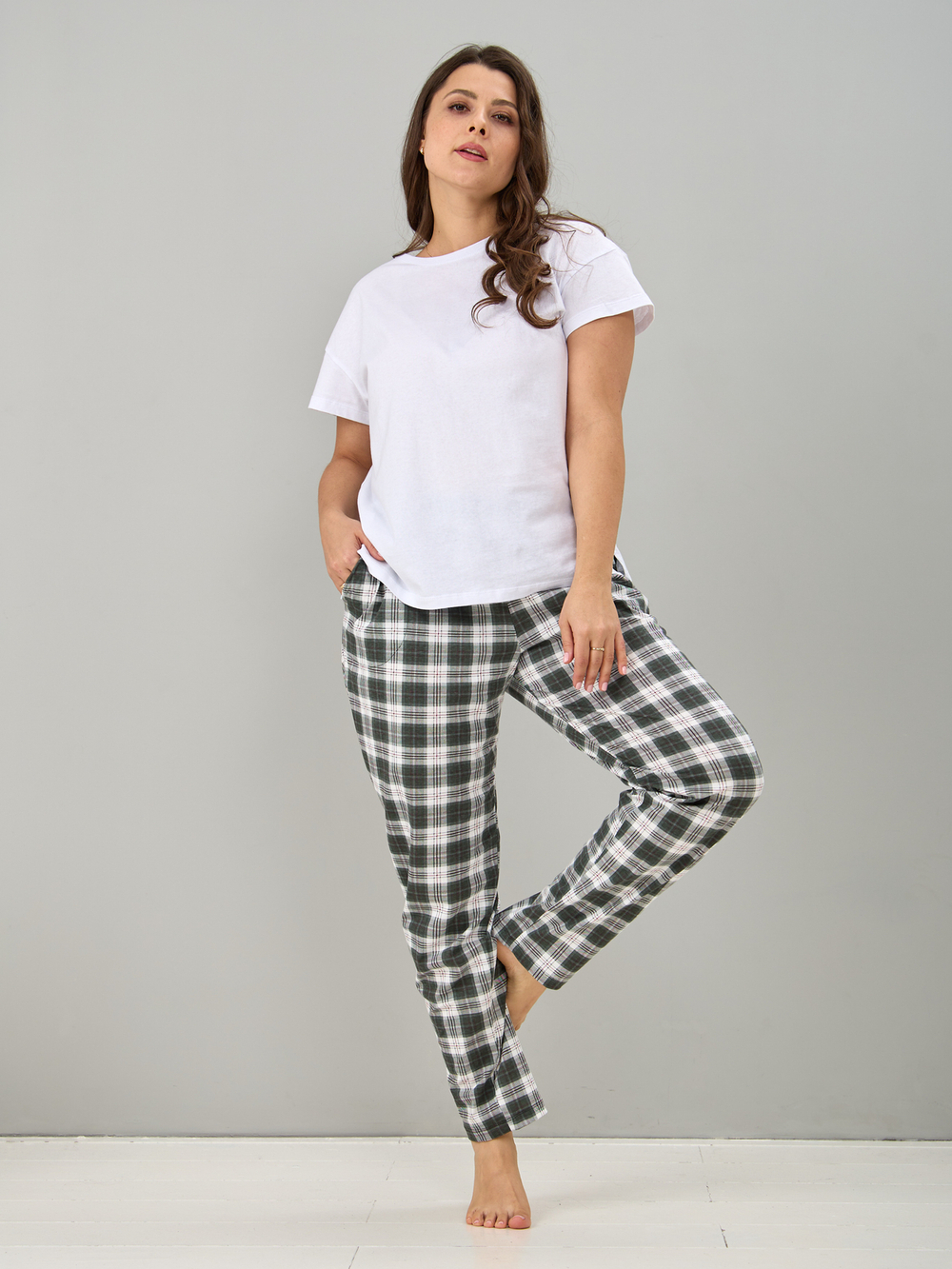 Брюки Б-18/хаки-клетка