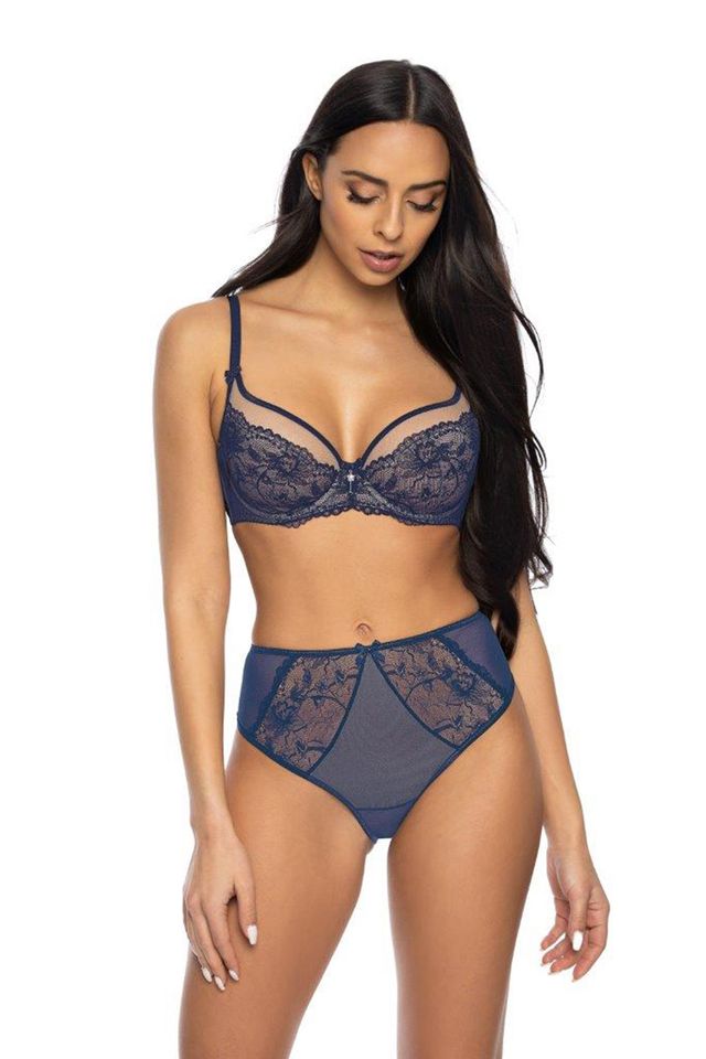 Высокие трусики Percy в сине-бежевом цвете