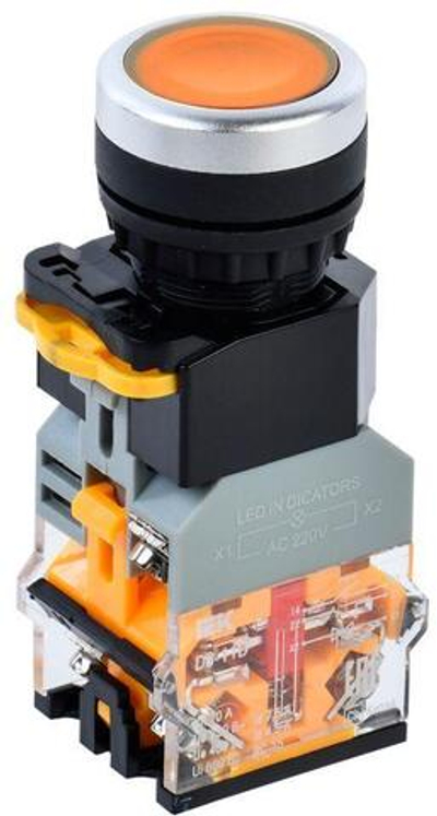 Кнопка D8-11D d22мм 1з+1р с подсветкой желт. IEK BBT30-11D-3-12-K05