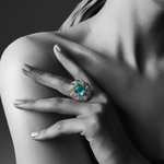 Кольцо с Турмалином Параиба и Бриллиантами, R0110-0/1