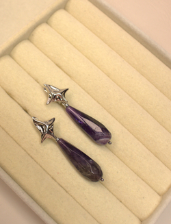 Серьги с натуральным аметистом "Аметистовые стрелы"