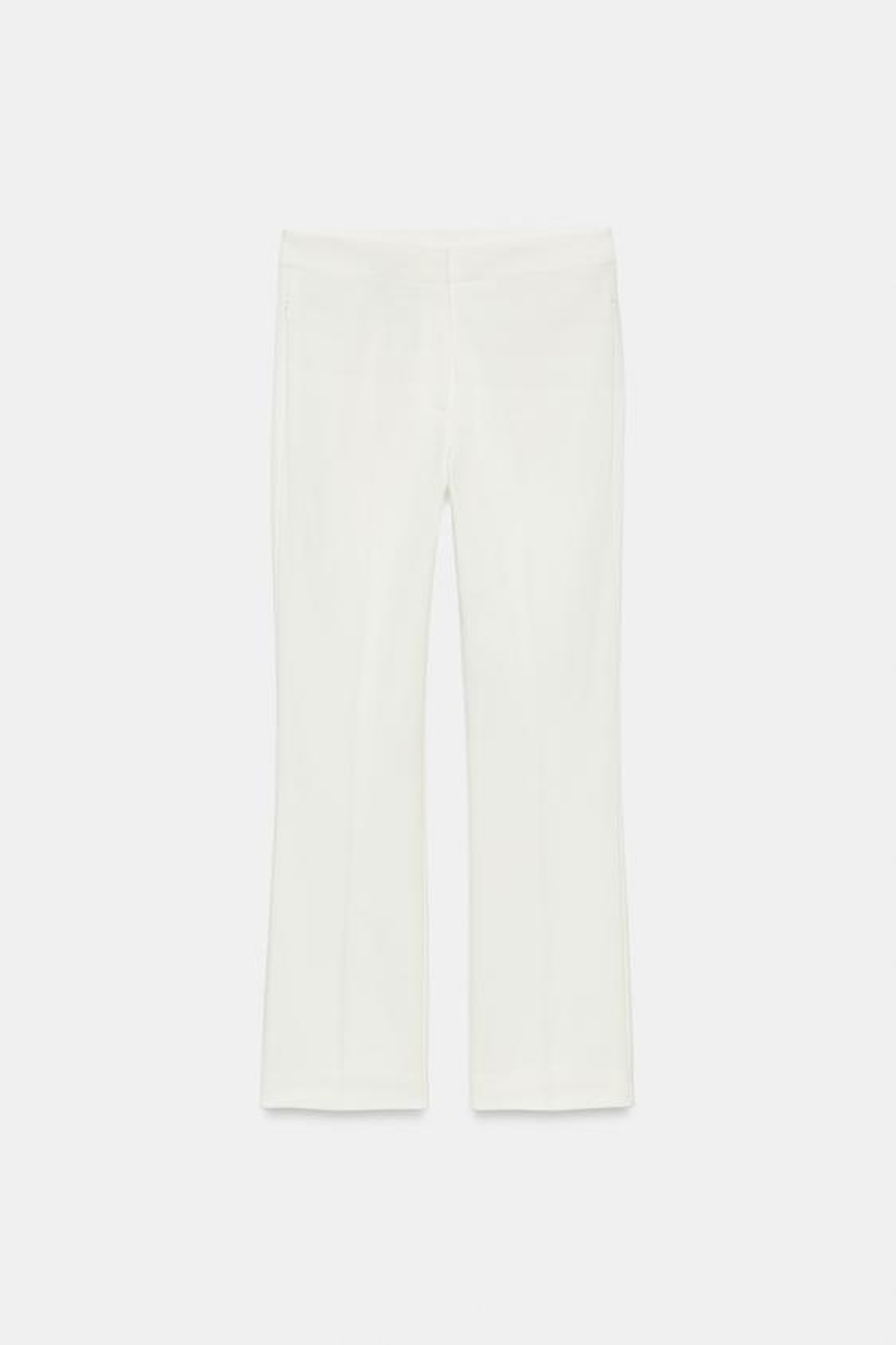ZARA УКОРОЧЕННЫЕ БРЮКИ MINI FLARE, БЕЛЫЙ