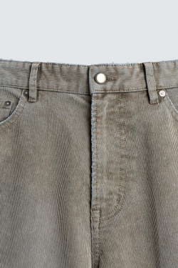 ZARA РАСКЛЕШЕННЫЕ БРЮКИ ИЗ ВЕЛЬВЕТА - LIMITED EDITION, СВЕТЛО-СЕРЫЙ