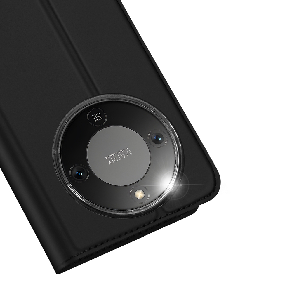 Чехол книжка черного цвета из кожи для Honor Magic 8 Lite, X9d и X70, серия Skin Pro Series от Dux Ducis