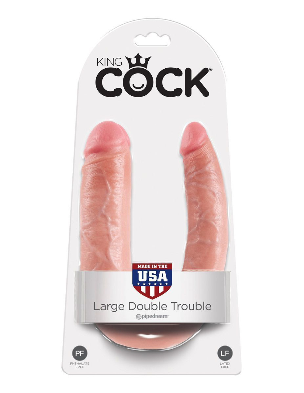 Телесный двусторонний фаллоимитатор U-Shaped Large Double Trouble - 44,4 см.