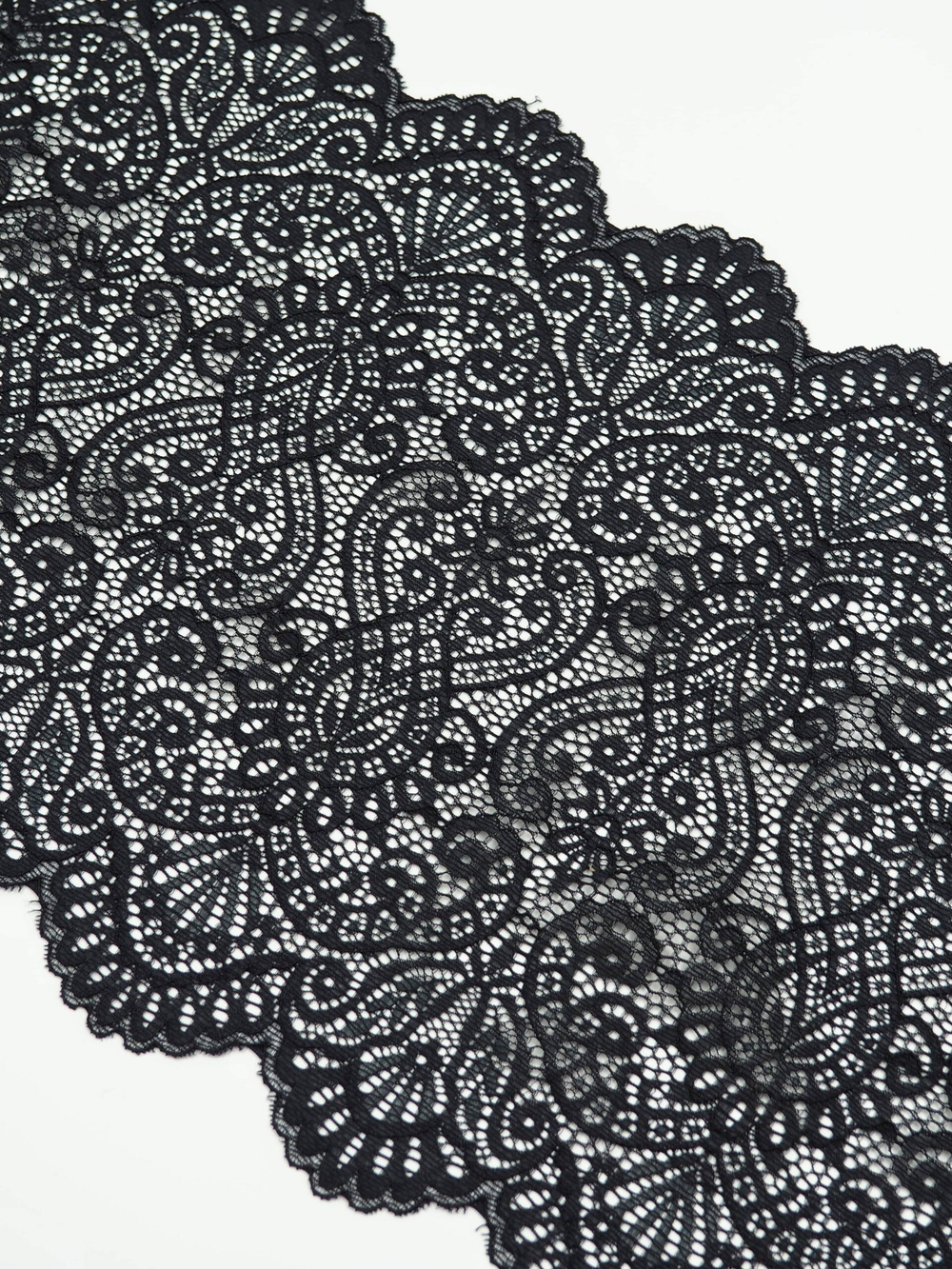 Эластичное кружево черное ширина 24 см ОТРЕЗЫ