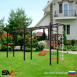 Уличная шведская стенка Sv Sport рукоход х 2 У54011 (Турник/Брусья/Со спинкой/Кронш бокс/Канат/кольца/лестница)