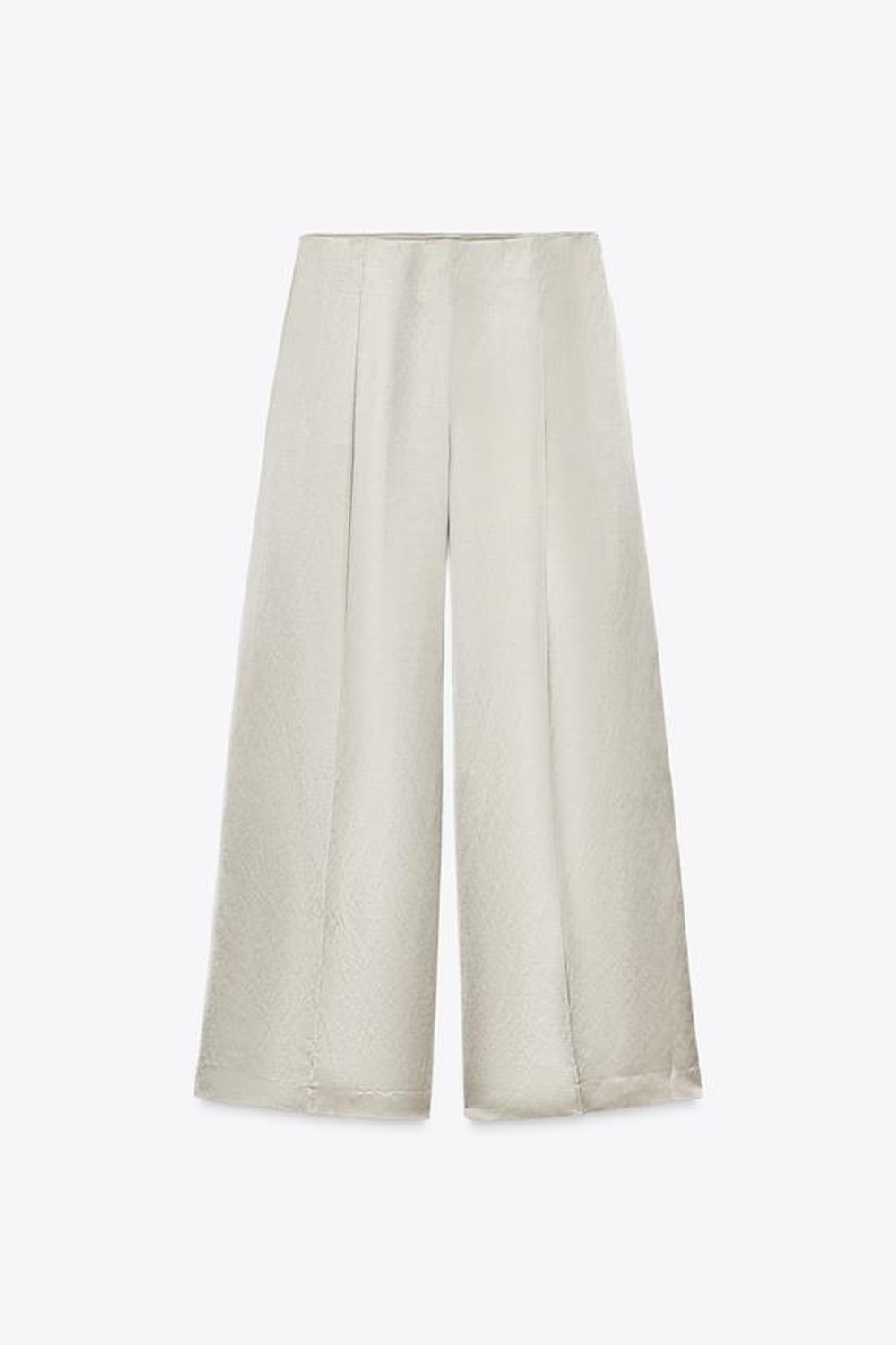 ZARA БРЮКИ С ЗАЩИПАМИ ИЗ САТИНА — ZW COLLECTION, КАМЕННО-СЕРЫЙ