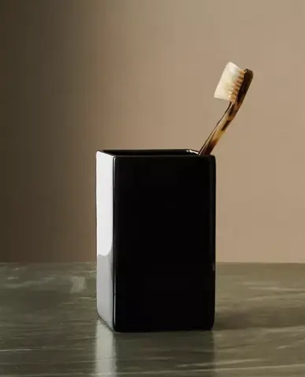 ZARA HOME БЛЕСТЯЩИЙ СТАКАН ДЛЯ ЗУБНЫХ ЩЕТОК ИЗ ФАЯНСА, ЧЕРНЫЙ