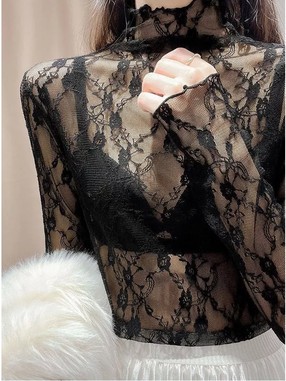 Прозрачная водолазка сетка