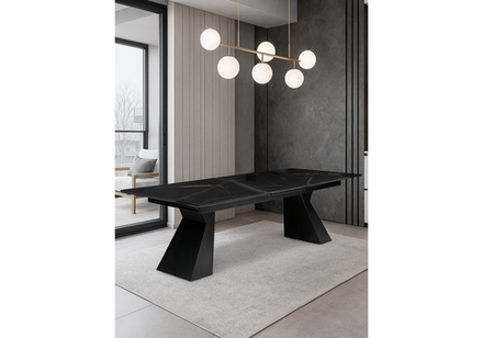 Стол стеклянный Woodville Денхольм 240(290)х100х75 обсидиан, черный