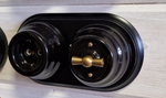 Розетка ретро керамическая Астория, черная , INTERIOR ELECTRIC РСЗКАС.1.02