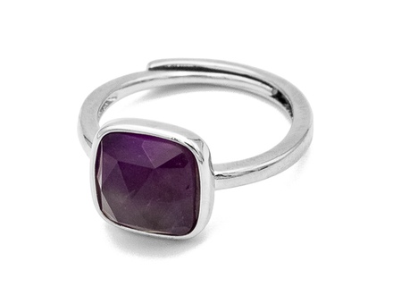 Кольцо квадратное "Аметист" 10,5мм (уценка)