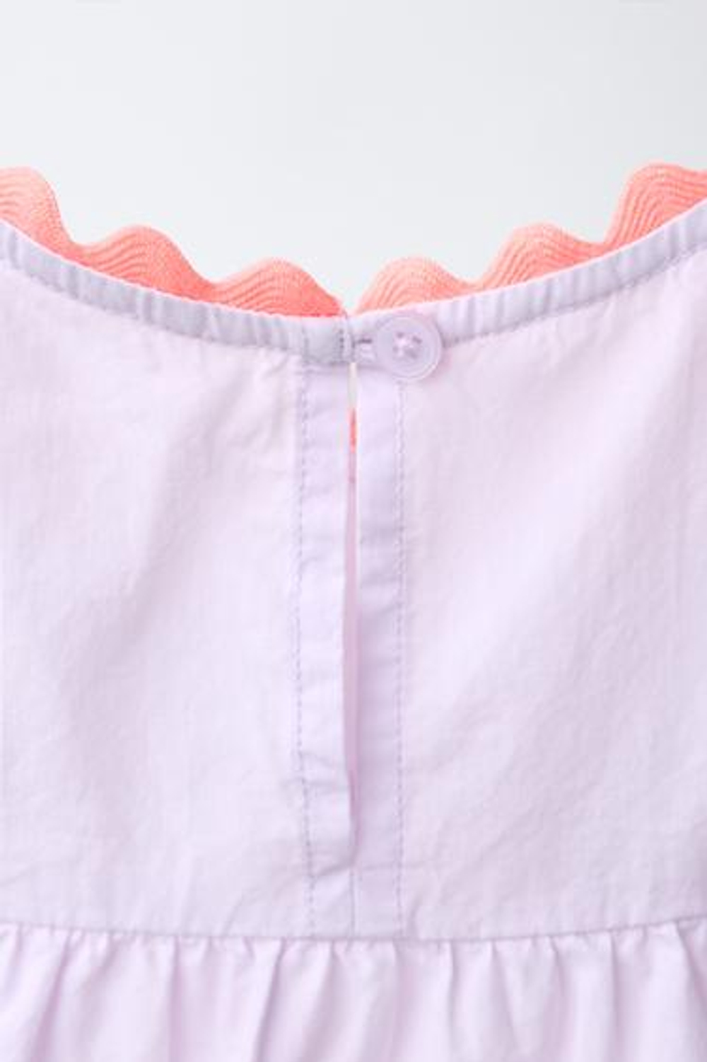 ZARA Х CASA LAWA ТОП ИЗ ПОПЛИНА С ВОЛНИСТЫМ КОНТРАСТНЫМ КРАЕМ, СВЕТЛАЯ МАЛЬВА