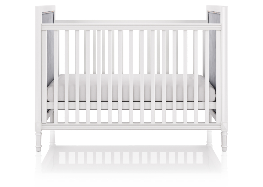 Кроватка Elit (белый, серая ткань)