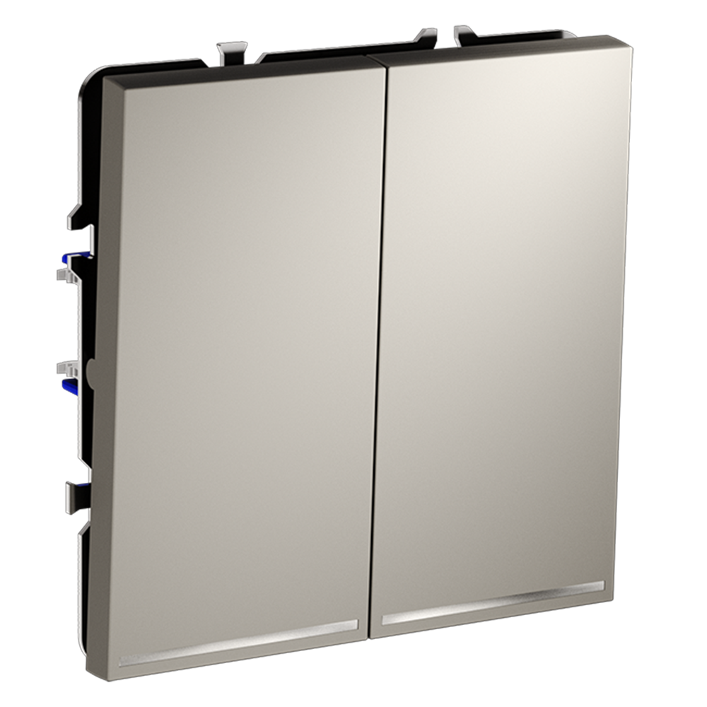 Проходной переключатель встраиваемый VOLTUM S70 двухклавишный с подсветкой 10А, (кашемир)