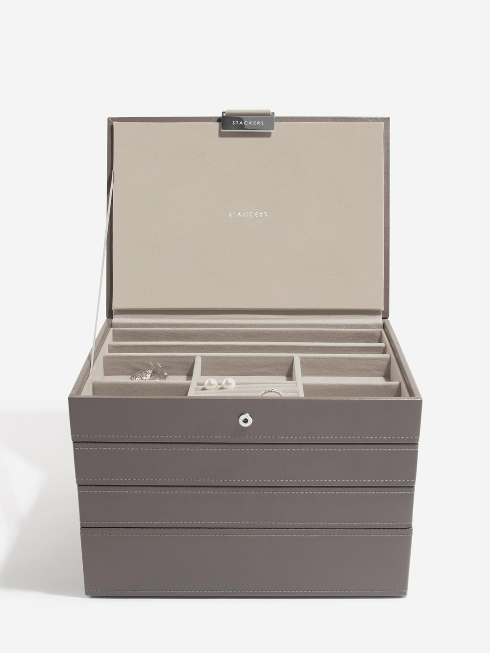 Органайзер для украшений и часов Stackers Classic Jewellery Box, 4 секции - Burgundy (Burgundy / бордовый / Burgundy / 600 / 700 / Органайзер-косметичка с крышкой)