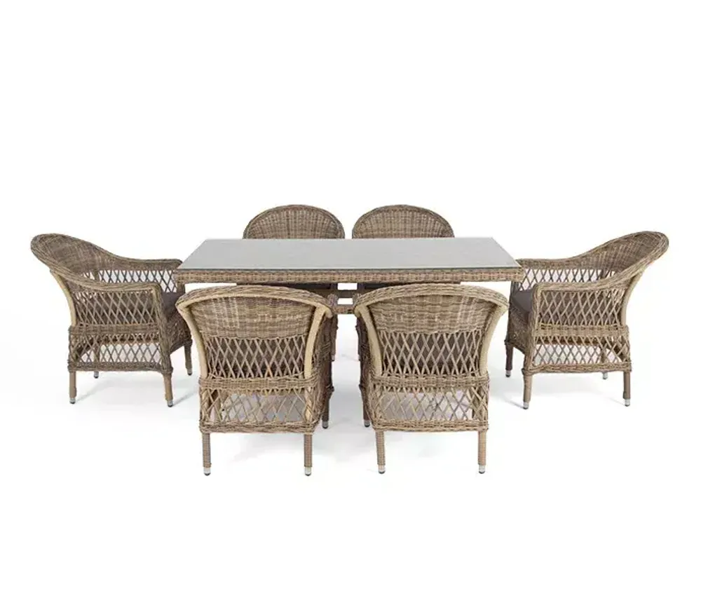 "Амароне" обеденная группа из искусственного ротанга на 6 персон, цвет соломенный