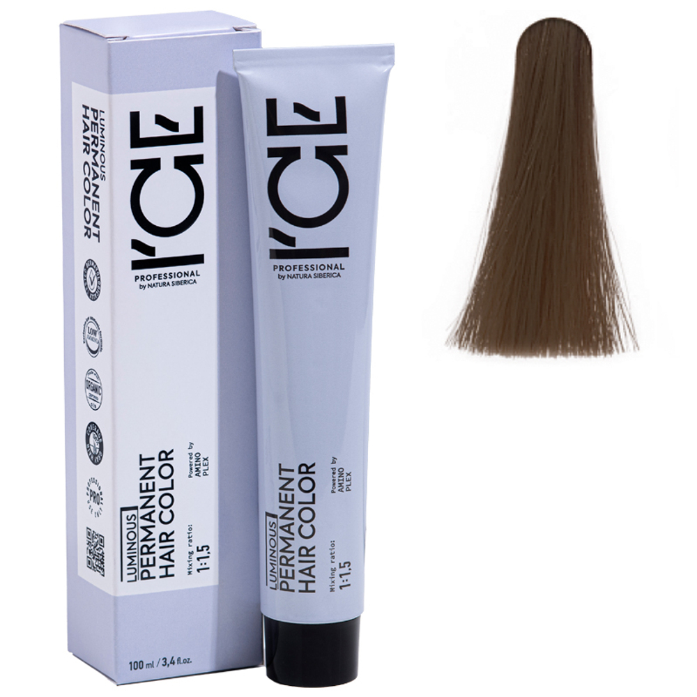 5.0 крем-краска ICE Permanent светло-каштановый натуральный - 100 мл.