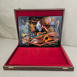 Панно Палех "Охота" с ручной росписью