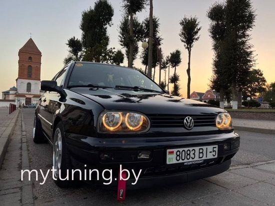 Передние фары VW Golf 3 angel eyes black