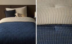 Zara Home покрывало детское из хлопка, тёмно-синий, в полоску · 1602/005