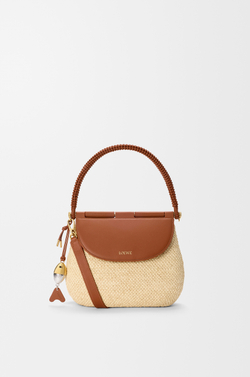 Loewe Средняя сумка Pescador из рафии и телячьей кожи, натуральный/коричневый