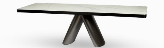 Обеденный стол Rory 260х100 нержавеющая сталь, столешница фарфор белый