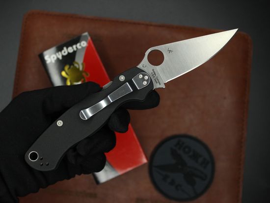 Нож складной Spyderco ParaMilitary 2 C81GP2 c клинком сатин CPM-S45VN, рукоять черный G10
