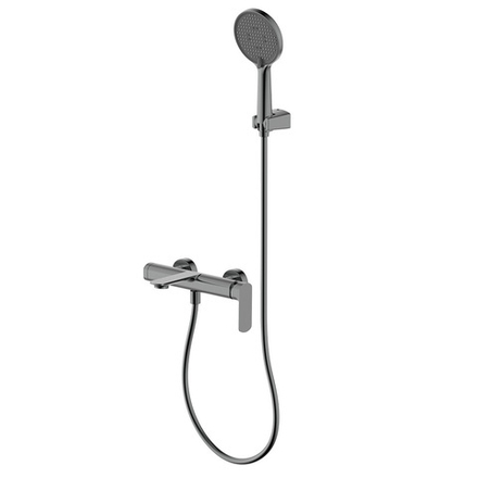 AQM6312GM Monza Смеситель для ванны однорычажный, с душевым набором, 3 режима, Gun metal