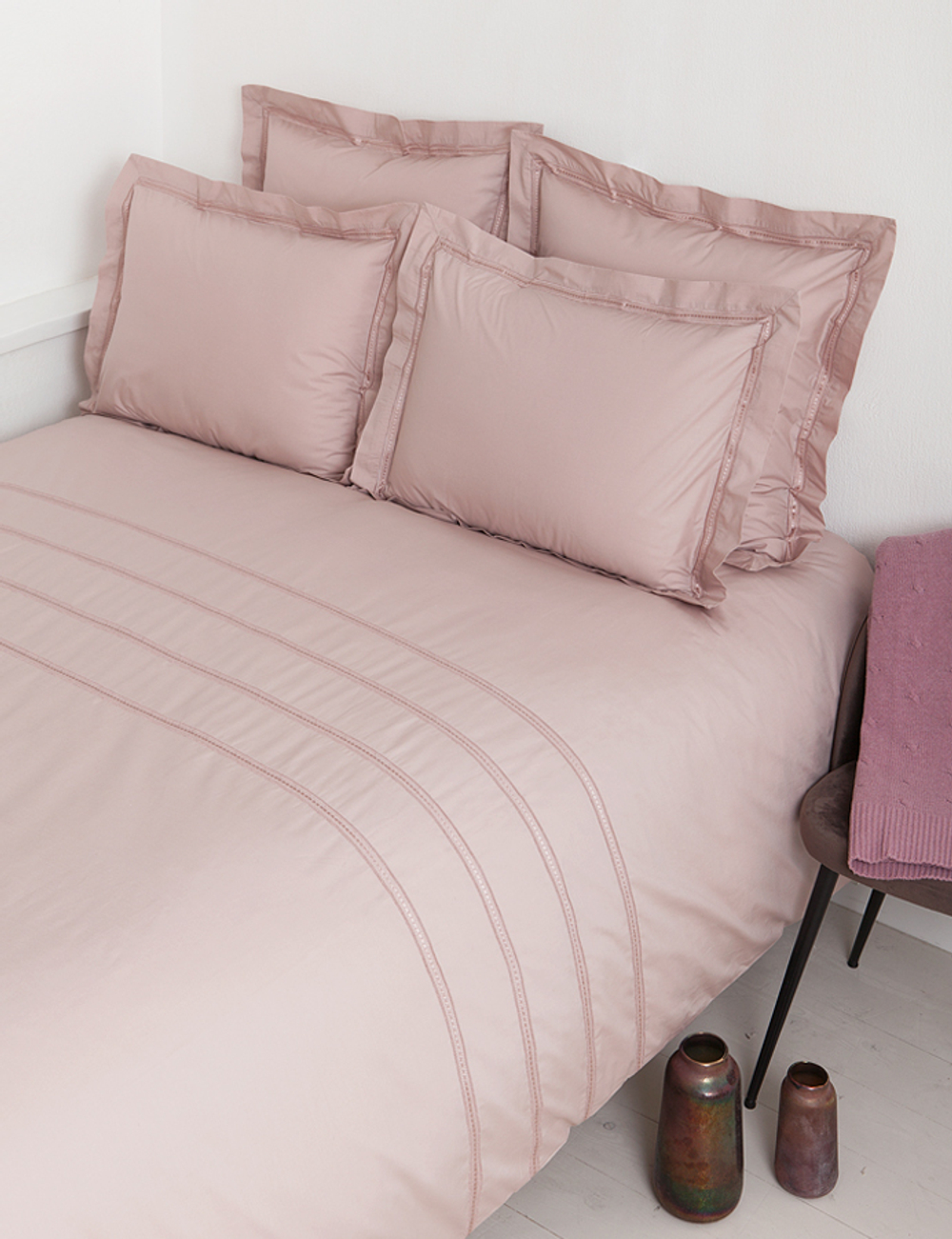 Простыня на резинке 160x200x30 Bovi Акцент пудрово-розовая