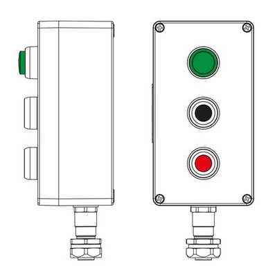 Взрывозащищенный пост управления из полиэстера CPE-P-04-(1xLG(250)-1xP1B(11)-1xP1R(11))-1xKAEPM2MHK-20(C)1Ex d e IIC Т5 Gb / Ex tb IIIC T95°C Db IP66/КЗ