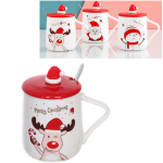 Кружка керамическая 450мл «Новый год» с крышкой и ложкой