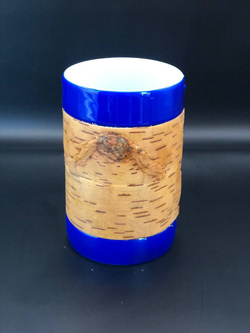 Кружка большая фарфоровая без ручки с берестой. Коллекция Log (Бревно)