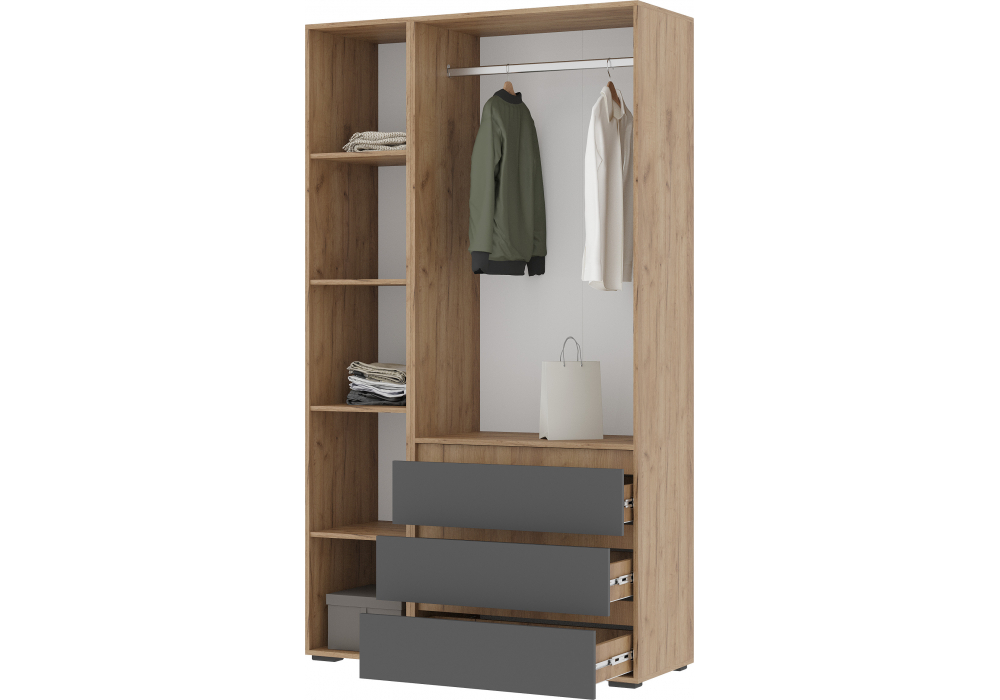 Шкаф Woodville Элла ШК 06 серый графит 0162, дуб крафт золото