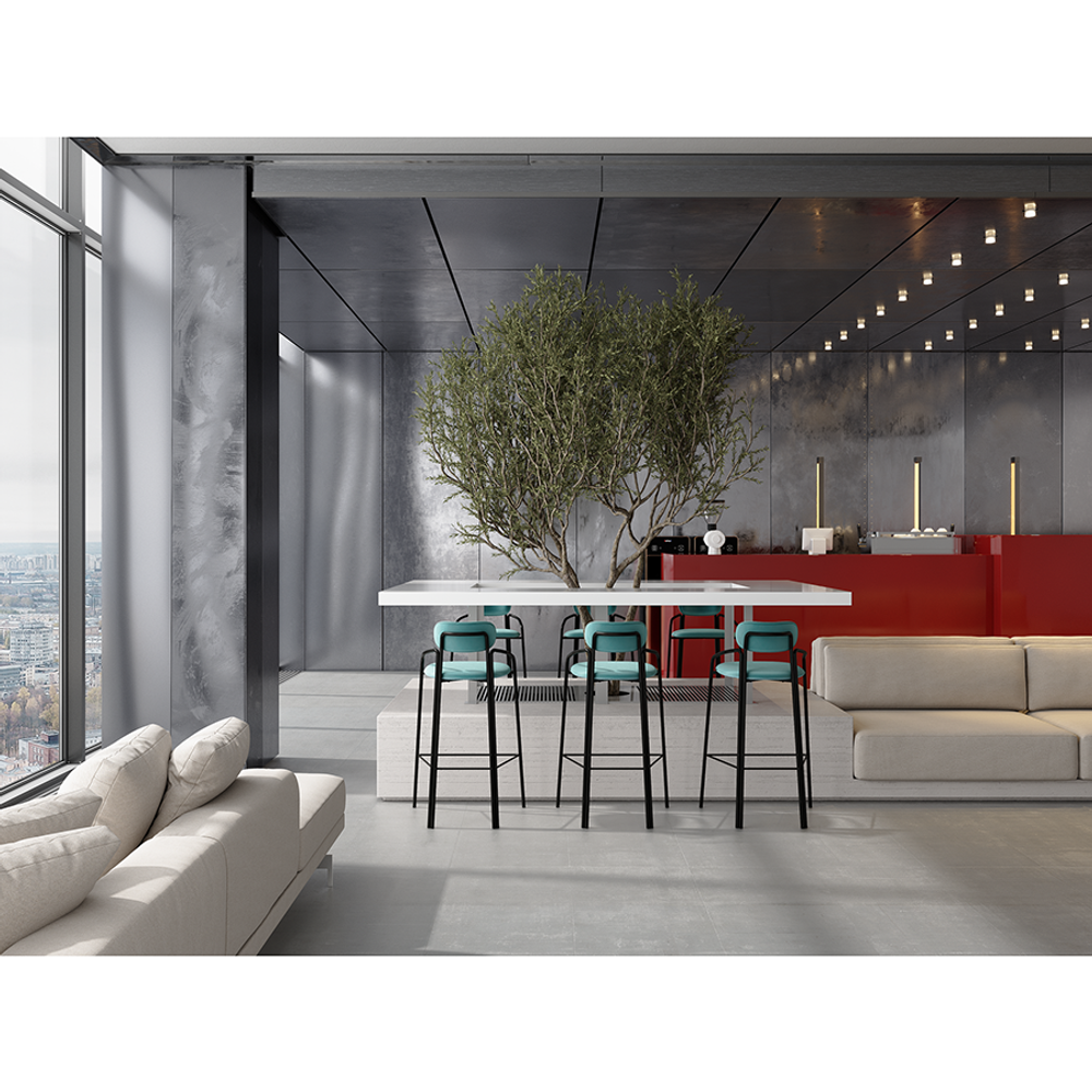 Стул барный LATITUDE Ror, Round, велюр, черный/светло-бирюзовый