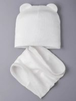 Шапка детская с ушками и снуд на осень