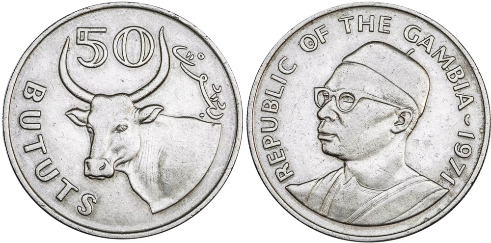 Гамбия 50 бутутов, 1971 Буйвол XF