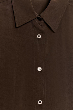 ZARA РУБАШКА OVERSIZE СТРУЯЩЕГОСЯ ПОКРОЯ, ШОКОЛАДНО-КОРИЧНЕВЫЙ