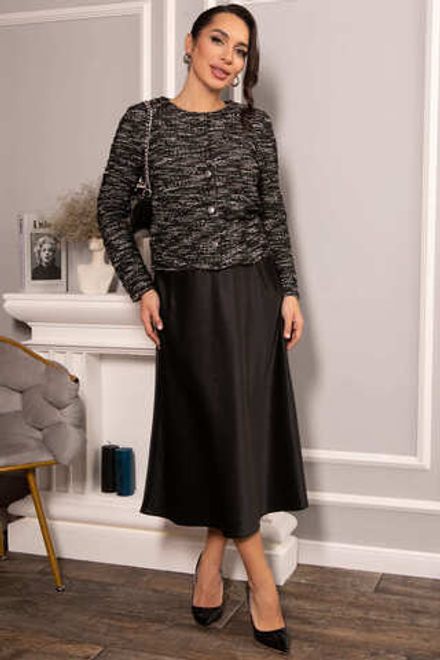 Костюм с атласной юбкой Лизетт (черный) К14677-10М LT Collection