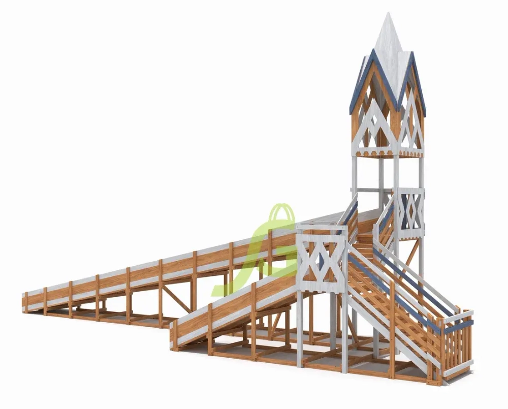Зимняя деревянная горка "IgraGrad Snow Fox 12 м" с двумя скатами мод.124 ЦЕНА ПО ЗАПРОСУ