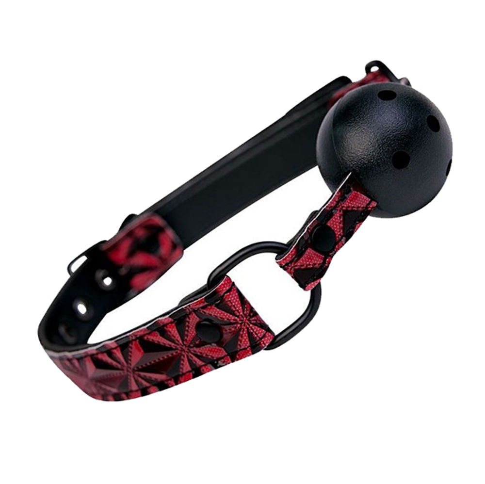 Чёрный кляп-шар с ремешками из материала с 3D эффектом ToyFa Theatre 708031