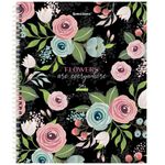 Тетрадь А5 96 л. BRAUBERG, гребень, клетка, твёрдая обложка, "Flowers", 404444, 4шт