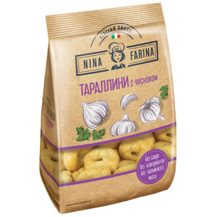 Тараллини Nina Farina с чесноком 180 гр