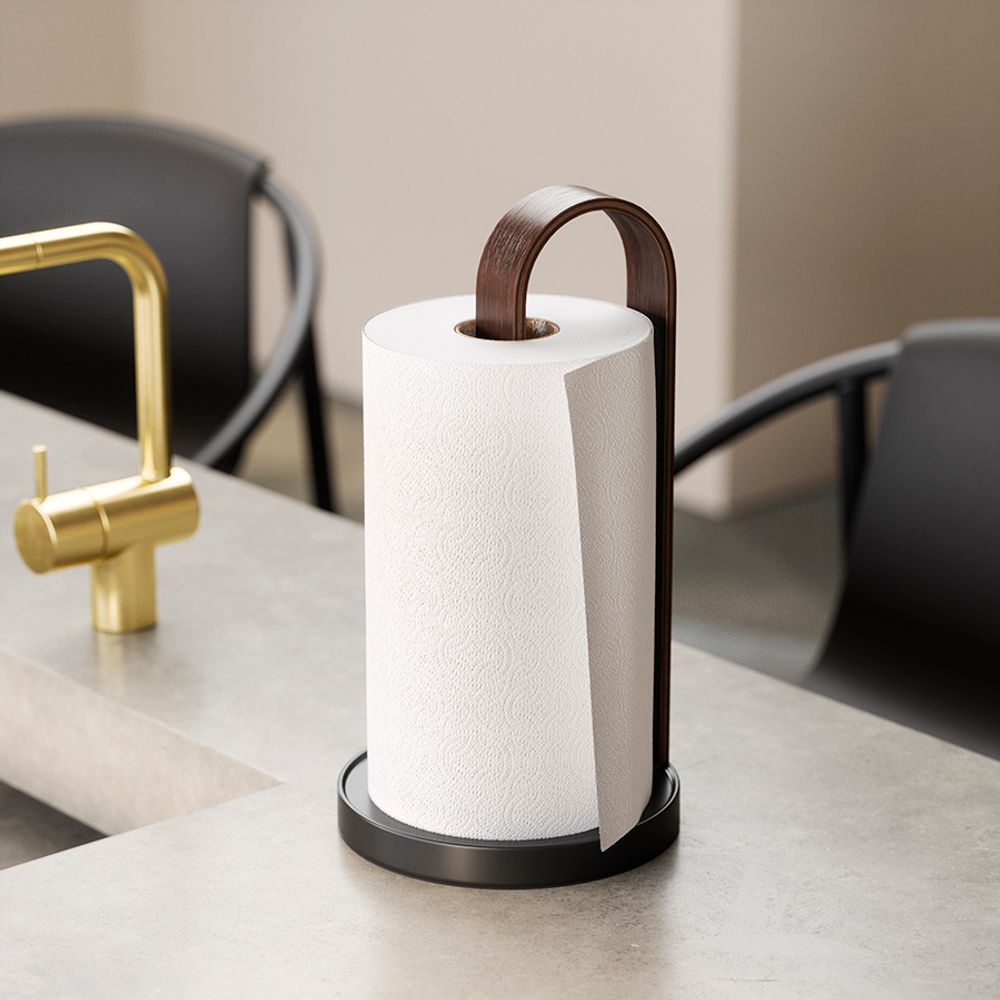 Держатель для бумажных полотенец Bellwood, черный/орех