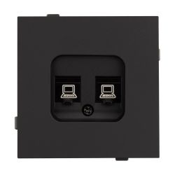 Механизм компьютерной розетки двойной SCT-TENDO-MPC2-SFPL-BK (RJ-45, CAT6) (Arlight, Матовый черный) 054595