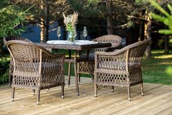 "Сицилия" обеденная группа плетеная, цвет коричневый
