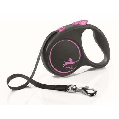 FLEXI Рулетка BLACK DESIGN S ремень 5 м до 15 кг, розовый